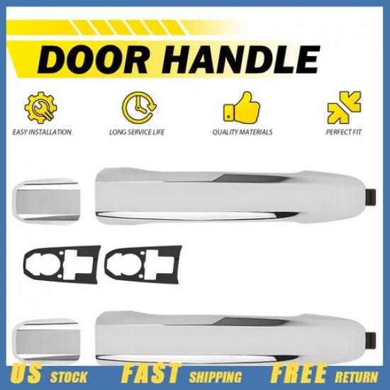 2X Exterior Door Handle For 2014- Chevrolet Silverado 1500 Chrome Right Side