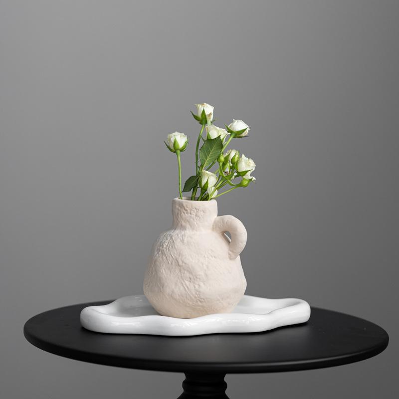 Simple Stone Pattern Small Flower Insert Ceramic Vase Creative Home Decoration Handicraft Ornament