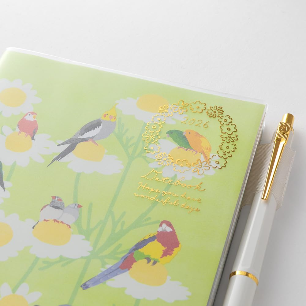 Midori Pocket Bird 22375006 January Diary, 2026, B6, Weekly, Pattern, (Starts 2026)