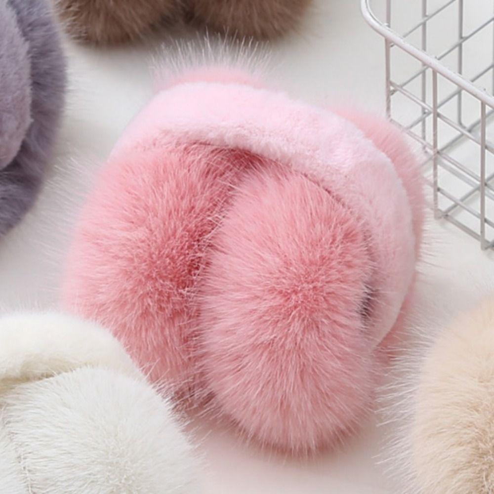 Thick Warm Winter Warm Earmuffs Solid Color Folding Earflap Fluffy Plush Ear Warmer
