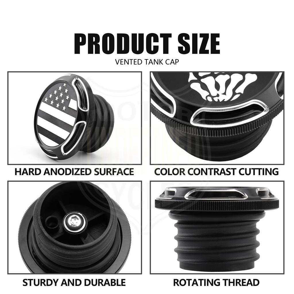 Motorcycle Skull Fuel Tank Gas Cap Cover Vented For Harley Dyna FXD Softail FLST Touring Street Electra Glide Road King 96-2022