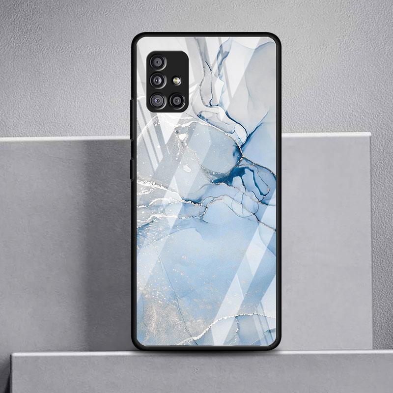 Marmor Mønster 3 Glass Deksel For Samsung Galaxy A52 A71 A50 A51 A70 A21s A31 A72 A10 A12 A30 A22 5G Telefondeksel