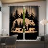 2pcs Black Bear Family Forest Scene Semi-Sheer Curtains   Contemporary Woven Polyester Pongee for Bedroom   All-Season Decorative
