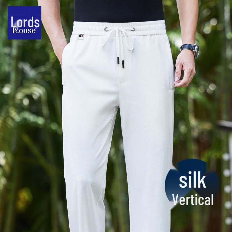Men s Mulberry Silk Blend Straight-Leg Casual Pants 3XL