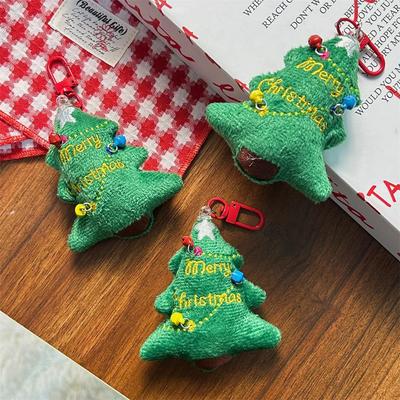 Cute Dopamine Little Bell Christmas Tree Plush Keychain Fashion Sweet Backpack Car Key Decoration Pendant