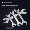 Double-Headed Open-End Wrench Set: Sizes 6-7, 8-10, 12-14, 14-17, 19-22.