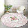 Princess Floral Pattern Round Carpet for Living Room Bedroom Mat Easy To Clean Festive Atmosphere Decorated Home Decorative Rug