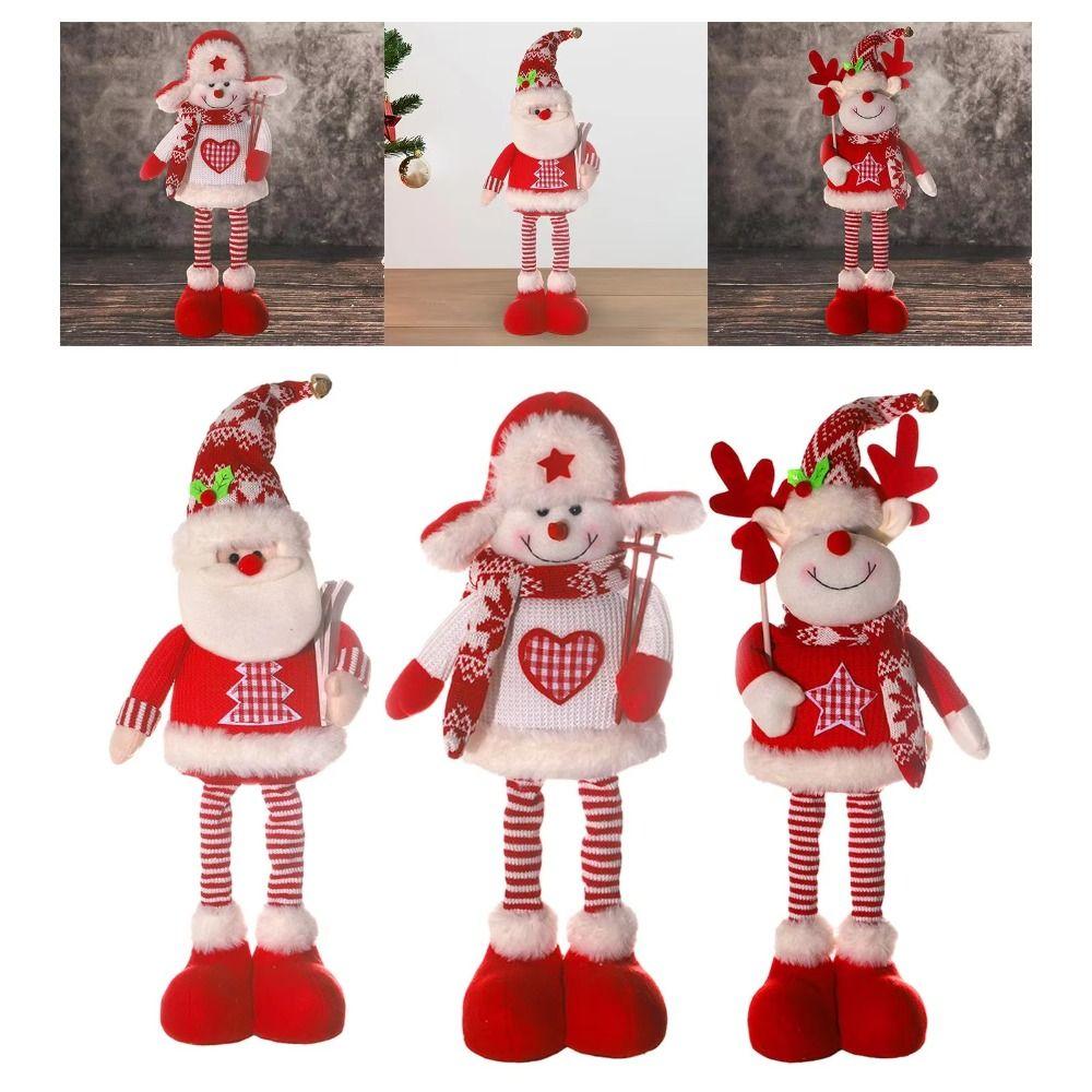 Mini Stretchable Leg Christmas Doll Cartoon Christmas Knitted Doll Long Legged Elk Doll Office