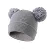 Shein Autumn Winter Warm Knitted Baby Hat with Double Pom-poms, Korean Style