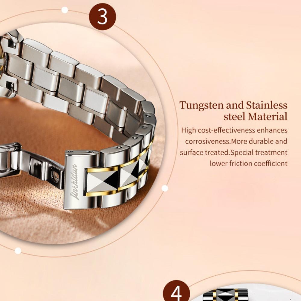 JINSHIDUN Neue Business- und Freizeit-Damenuhr Tourbillon Wasserdicht Leuchtende multifunktionale mechanische Uhr Damenuhr