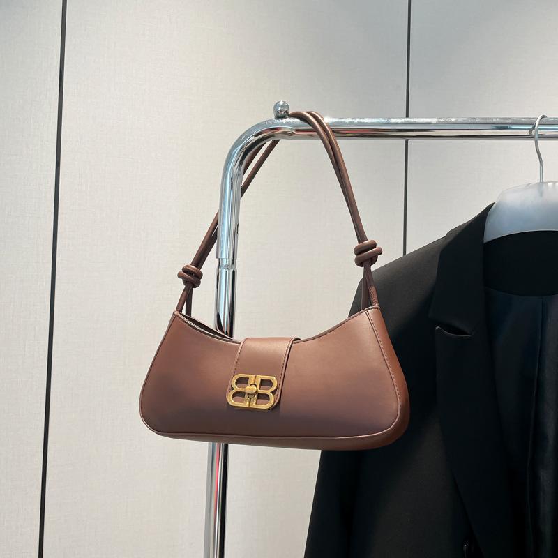 

Ретро стиль инс нишевая сумка женская осень и зима новая красивая простая и универсальная повседневная высококлассная текстурированная сумка подмышку коричневый