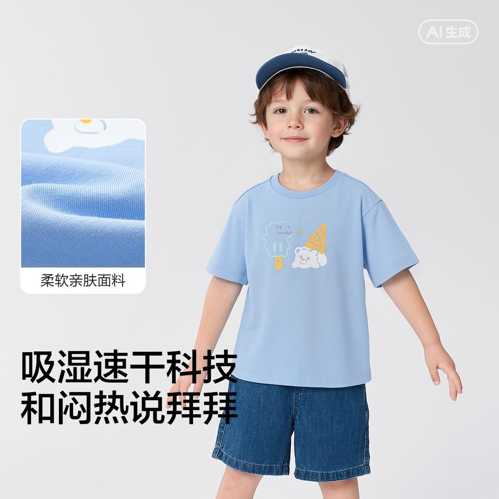 Balabala Boys and Girls Short-Sleeved T-Shirt