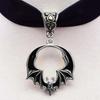 Gothic Silver Bat Pendant Necklace With Cross Chain For Vampire Role Play
