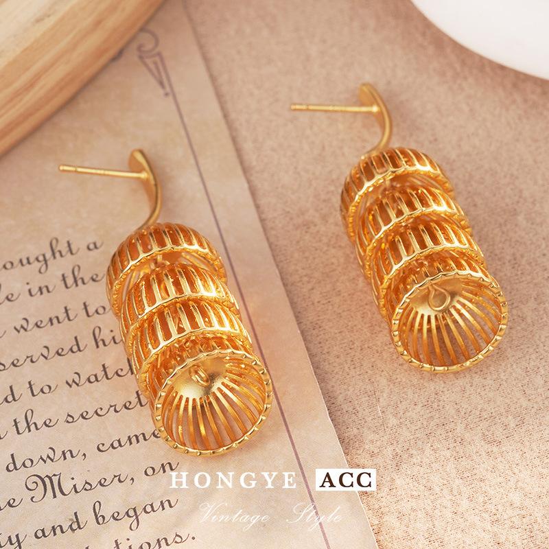 Литературные и художественные серьги-клетка для птиц Мори Металлические полукруглые полые серьги Универсальные высококачественные серьги Музыкальные гвоздики-колокольчики