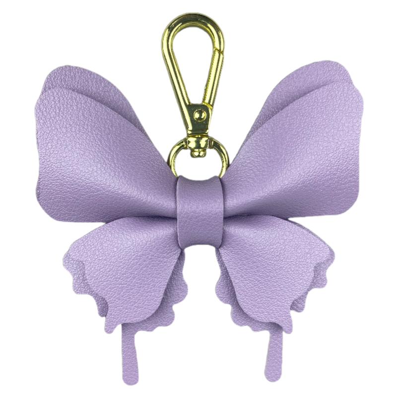 Handcrafted Elegant Butterfly Leather Keychain Double-Layer Wing Design with Premium Light Gold Hook Bag Charm Gift Accessory