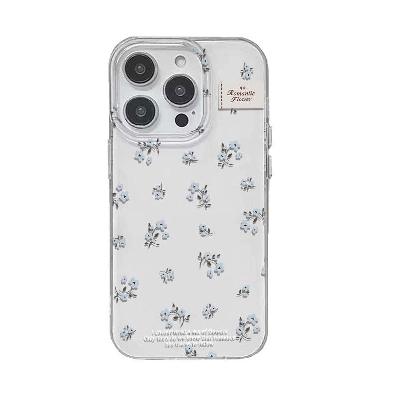 The New IMD White Bottom Case Is Suitable for Apple 16ProMax Mobile Phone Case iPhone17/14Pro Floral 15 Hard 13x.