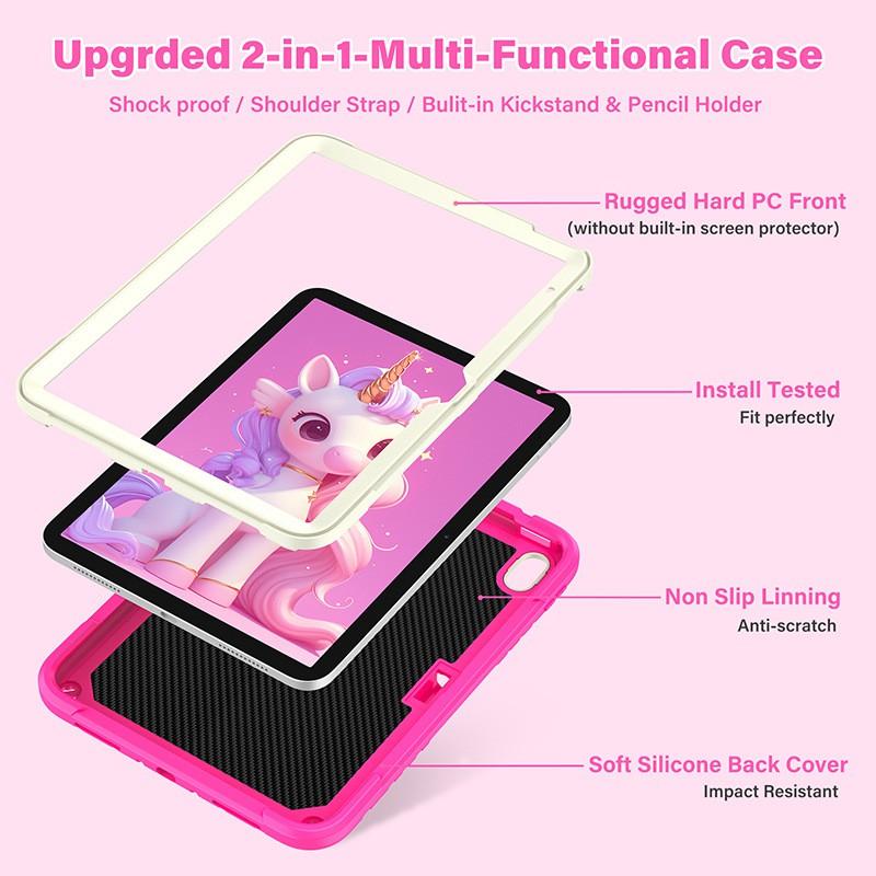 Étui pour iPad 10e génération avec design Licorne Housse en Silicone Souple Protection Complète Antichoc Tablette 10,2 Pouces
