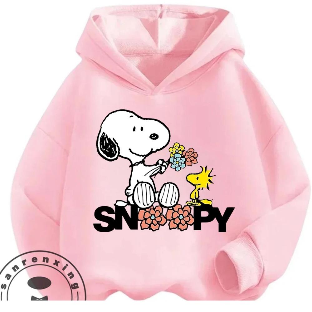 Kawaii Printed Hooded Sweatshirt Autumn Winter Casual Trendy Cartoon Kids Shirt Snoopy Children