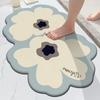 Chic Floral Rubber Non-Slip Bath Mat, Quick Dry Absorbent Easy Clean Rug for Bathroom Entrance Home Decoration