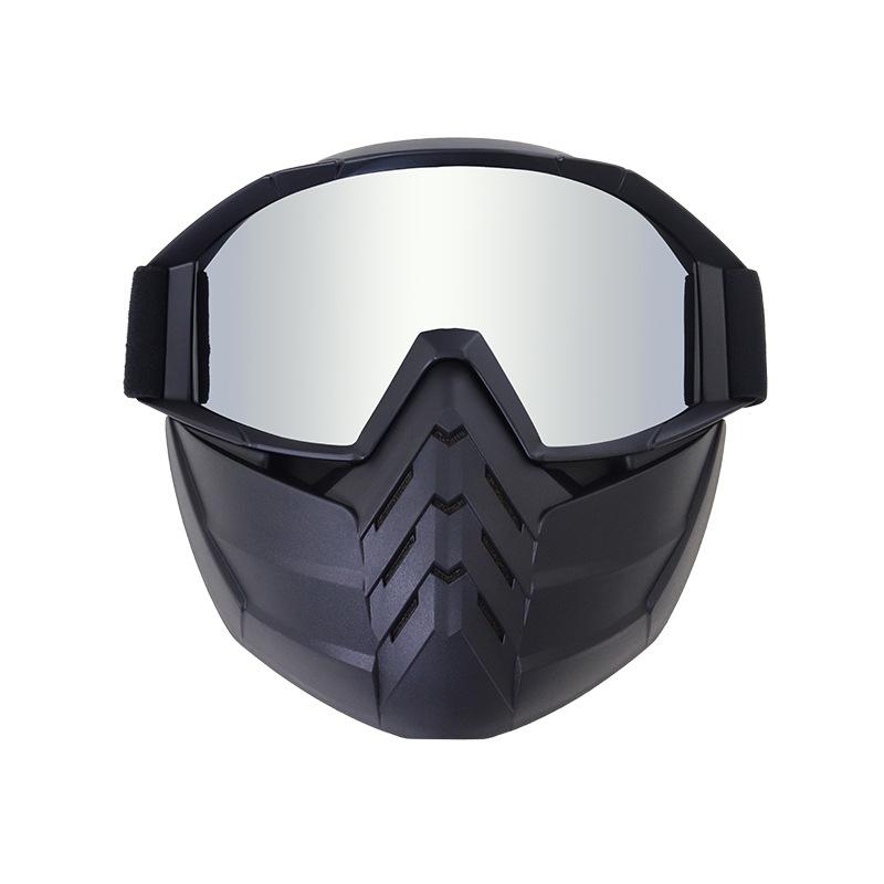 

Off-road motorcycle goggles, outdoor dustproof and windproof goggles, ski goggles, cycling glasses Black frame with silver p