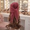 Pearl Tassel Rhinestone Square Scarf Lace Trim Solid Color Full Sky Star Headwrap Breathable Fabric Hair Wrap