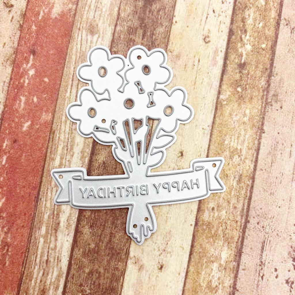 Happy Birthday Flower Decoration Metal Cutting Dies Stencil for DIY Scrapbooking Photo Album Embossing Paper Cards Crafts Diecuts