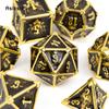 7 Pcs Black Golden Skull Metal Dice Solid Metal Polyhedral Dice Set Suitable for Role-Playing RPG Board Game Card Game