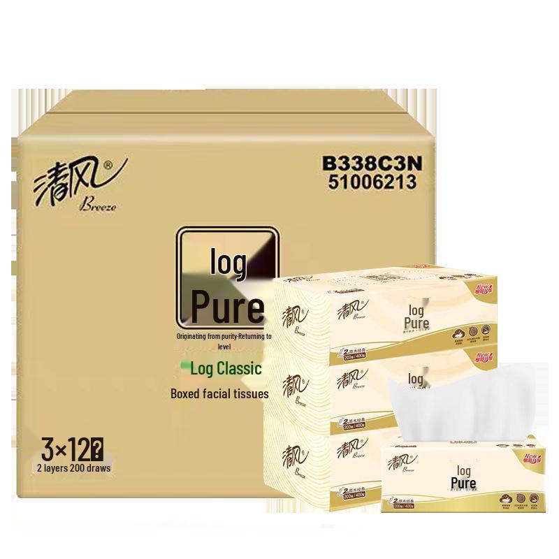 Qingfeng Original Wood Pulp Facial Tissues - Hard Box for Office & Home Use (B338C3N)