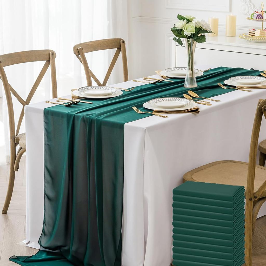 2pcs Chiffon Table Runner Burgundy for Christmas Party Romantic Wedding Bridal Shower Fall Decorations Table Runner Luxury