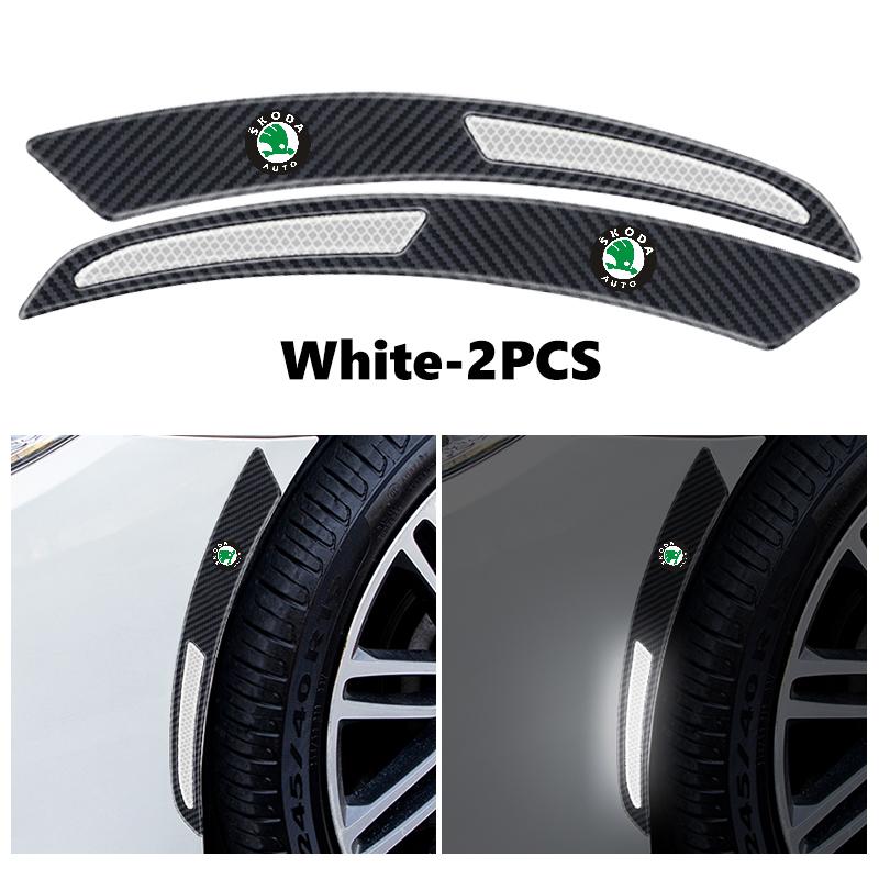 cycr3 For Skoda Carbon Fiber Car Wheel Eyebrow Fender Sticker Reflective Strips Warning Protector Strip Octavia Superb RAPID FABIA