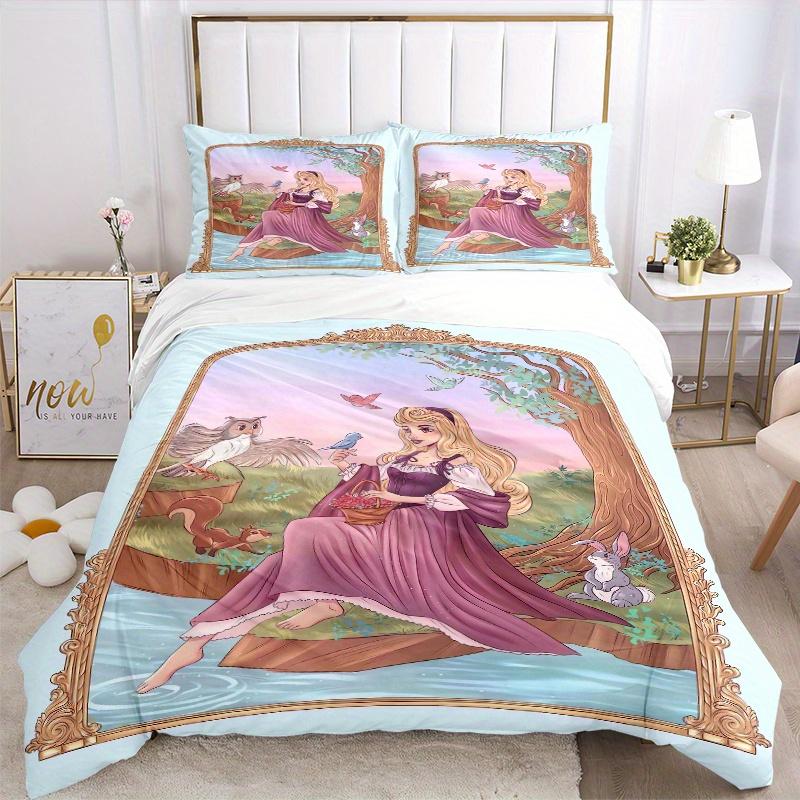 Set Biancheria da Letto Aurora La Bella Addormentata 3 Pezzi 1 Copripiumino Morbido + 2 Federe, Lavabile in Lavatrice, Adatto a Tutte le Stagioni B084