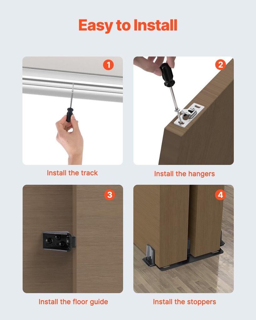 Bypass Door Hardware 5ft Bypass Closet Door Track Kit for 2 Door System