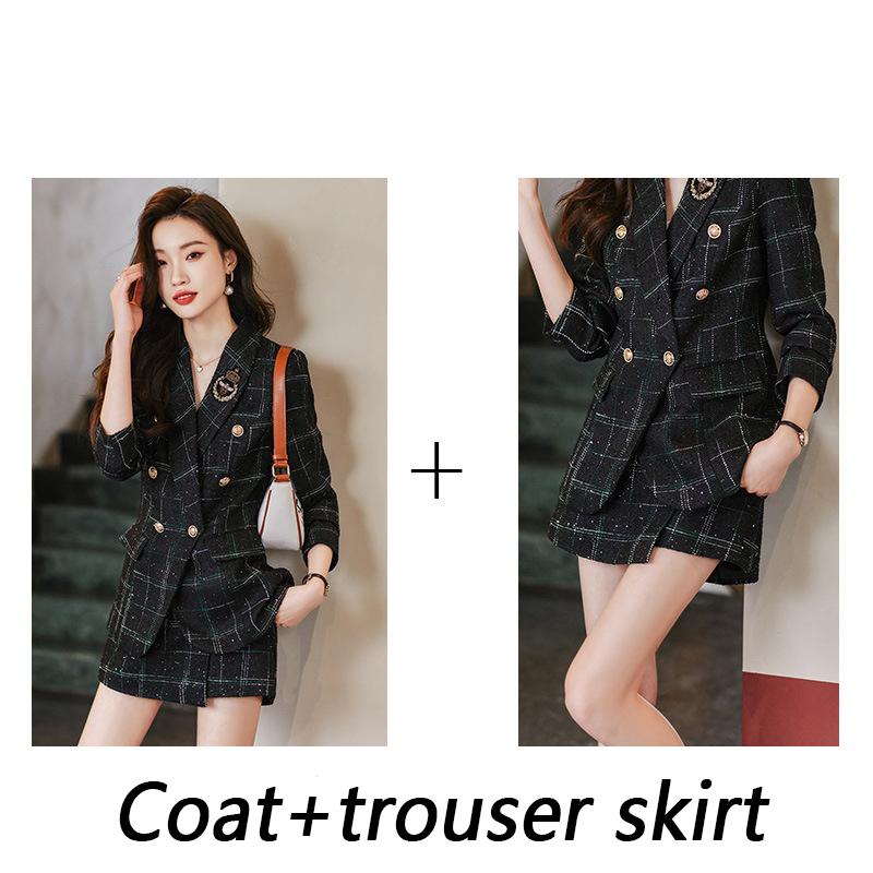 S-3XL Women's Fashion Plaid Suit Jacket Women's Vintage Jacket