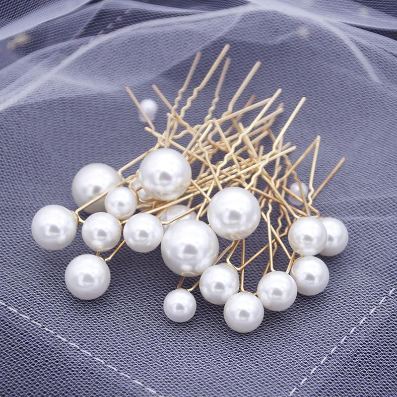 Women U-shaped Pin Rhinestone Barrette Clip Hairpins Simulated Pearl Bridal Tiara Hair Accessory Wedding Hairstyle Design Tools