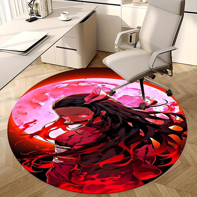Anime Character Chair Mat - Round Carpet for Home Decor, Office Use, Bedroom & Living Room Gift0424b