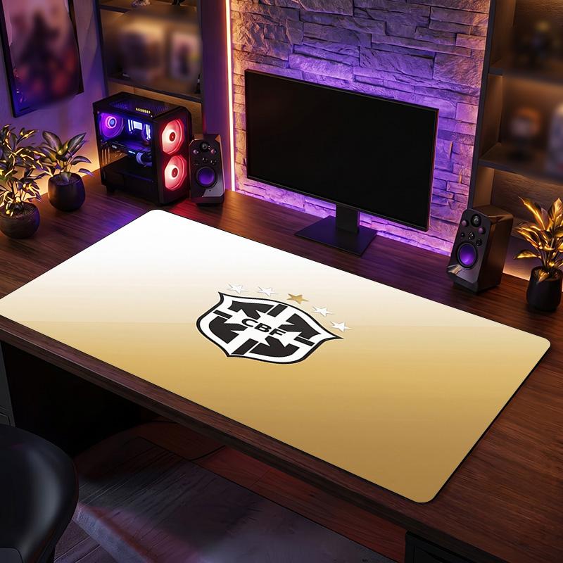 Brazil Football Crest Mouse Pad, Extended Non Slip Rubber Desk Mat for Gaming Office Laptop Fan Gift