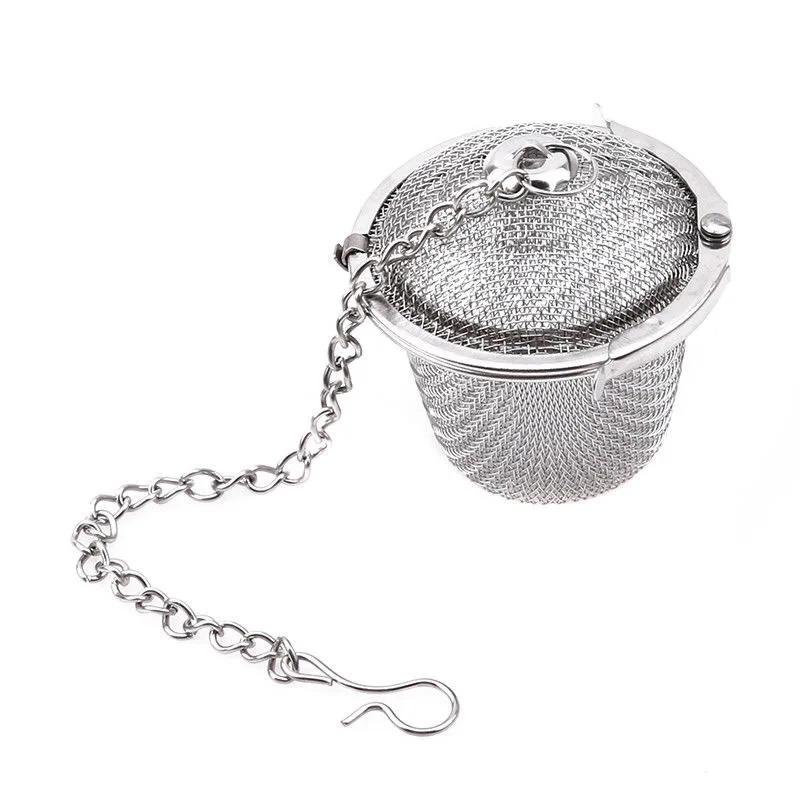 

Чайное ситечко для специй, шарик для приправ, сетчатый шарик для трав, нержавеющая сталь, чайник, фиксирующийся чайный фильтр серебряный