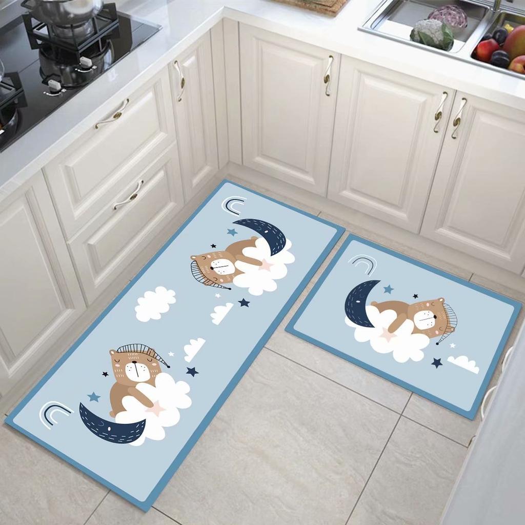 Cartoon Kitchen Floor Mat, Water-Absorbing And Oil-Absorbing Diatom Mud Floor Mat, Wear-Resistant And Dirt-Resistant L-Shaped Floor Mat, Anti-Skid Ma