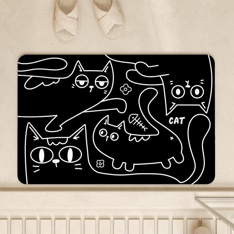 Cartoon Bathroom Mat Strong Moisture-wicking Bathroom Door Non-slip Mat Home Dirty and Easy To Care for Diatom Mud Cushion