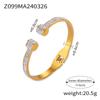 18K Gold-Plated Titanium Steel Flower Bracelet with Rhinestones - Elegant, Colorfast Jewelry for Women