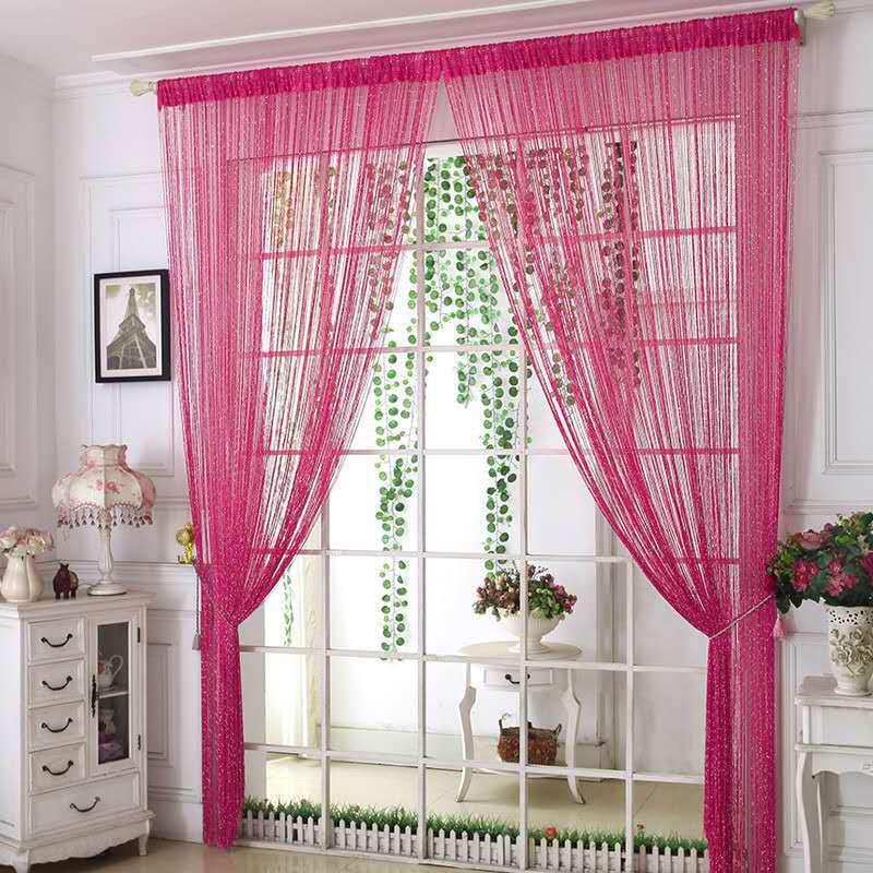 Cheaper Shiny Tassel Silver Line String Curtain 100x200cm Fashion Valance For Living Room Divider Wedding hotel Home Decoration