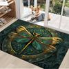 Teal Gold Dragonfly Mandala Print Carpet Plush Flannel Rug Living Room Bedroom Home Decor Area Rug Non Slip Floor Mat
