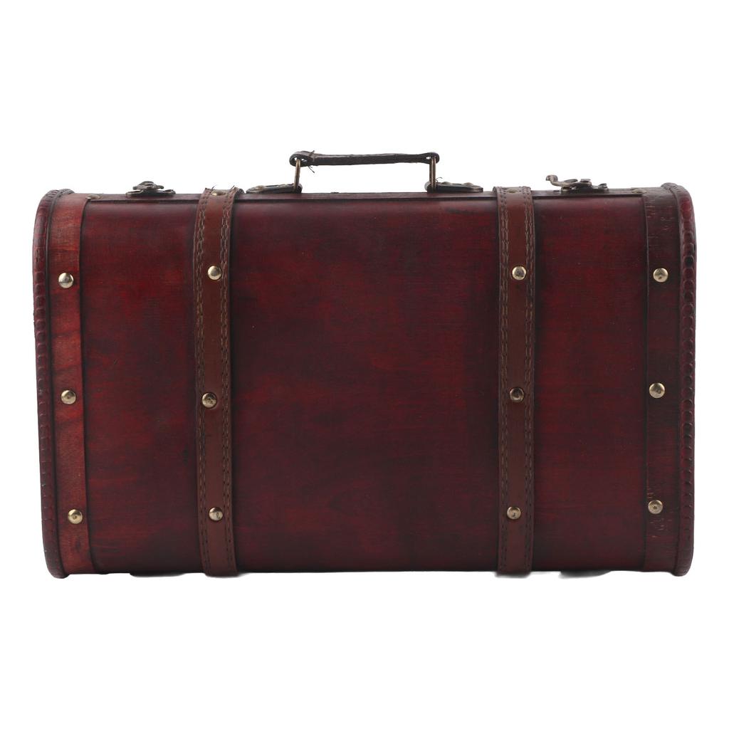 Portable Antique Suitcase Wooden Case Photography Props Craft Decoration Box Ornament