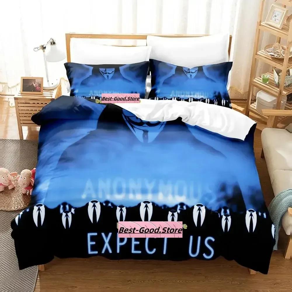 New Personality Technology Anonymous Bedding Set Single Twin Full Queen King Size Bed Set Adult Kid Bedroom Duvetcover Sets