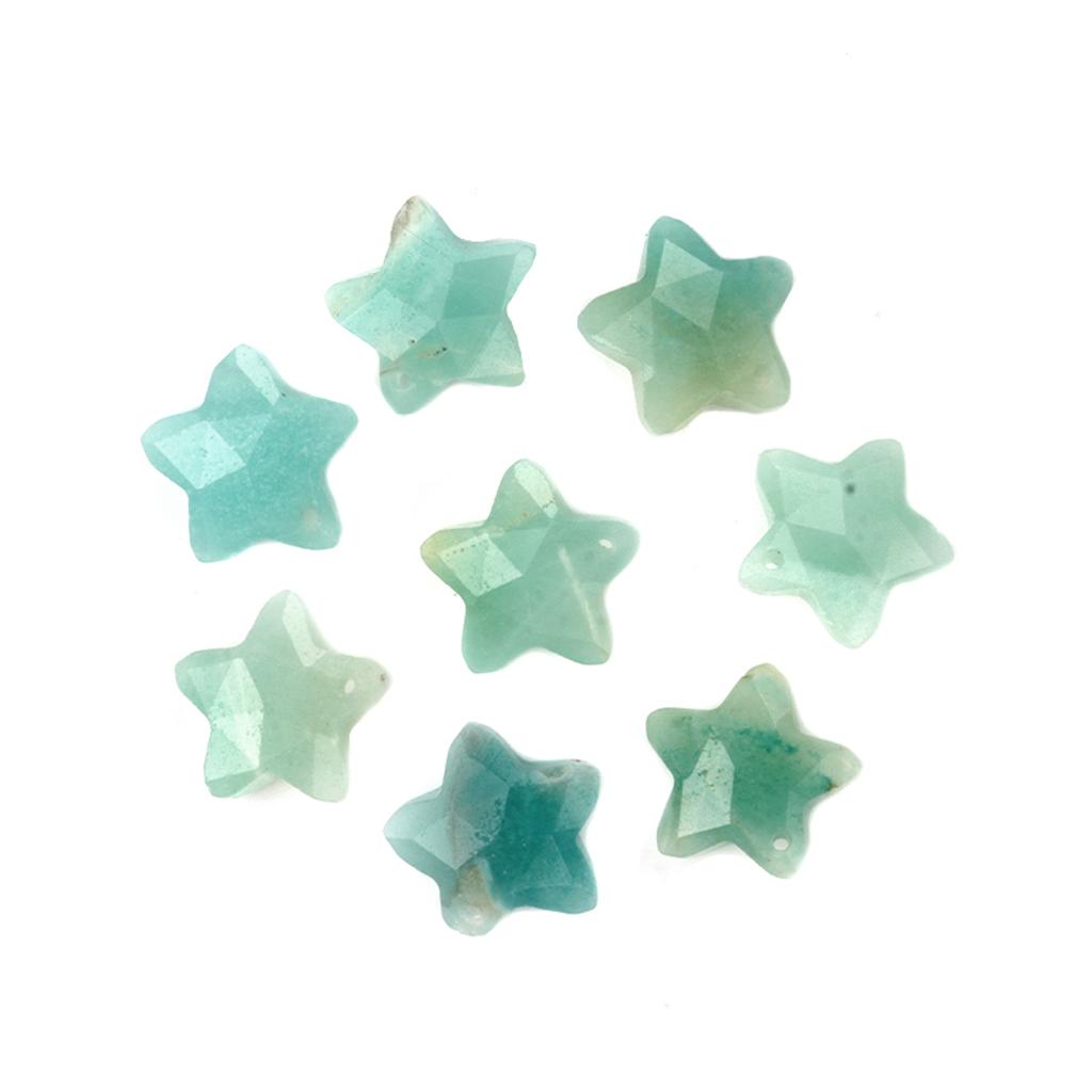 8Pcs/Pack Faceted Natural Stone Beads with Holes Handmade Star Shape Loose Beads for Jewellery Making DIY Necklace Bracelet Accessories Gifts 14x14mm