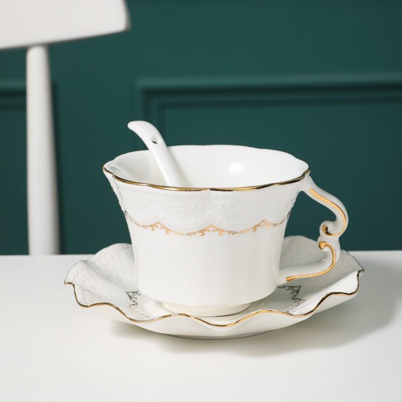 Retro European Style Ceramic Iced Americano and Latte Cup Set with Saucer