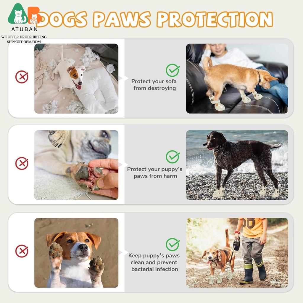 Dog Shoes for Hot Summer Pavement,Dogs Shoes,Waterproof Dog Boots & Paw Protectors,Non-Slip Dogs Rain Booties,Easy Clean Sandals