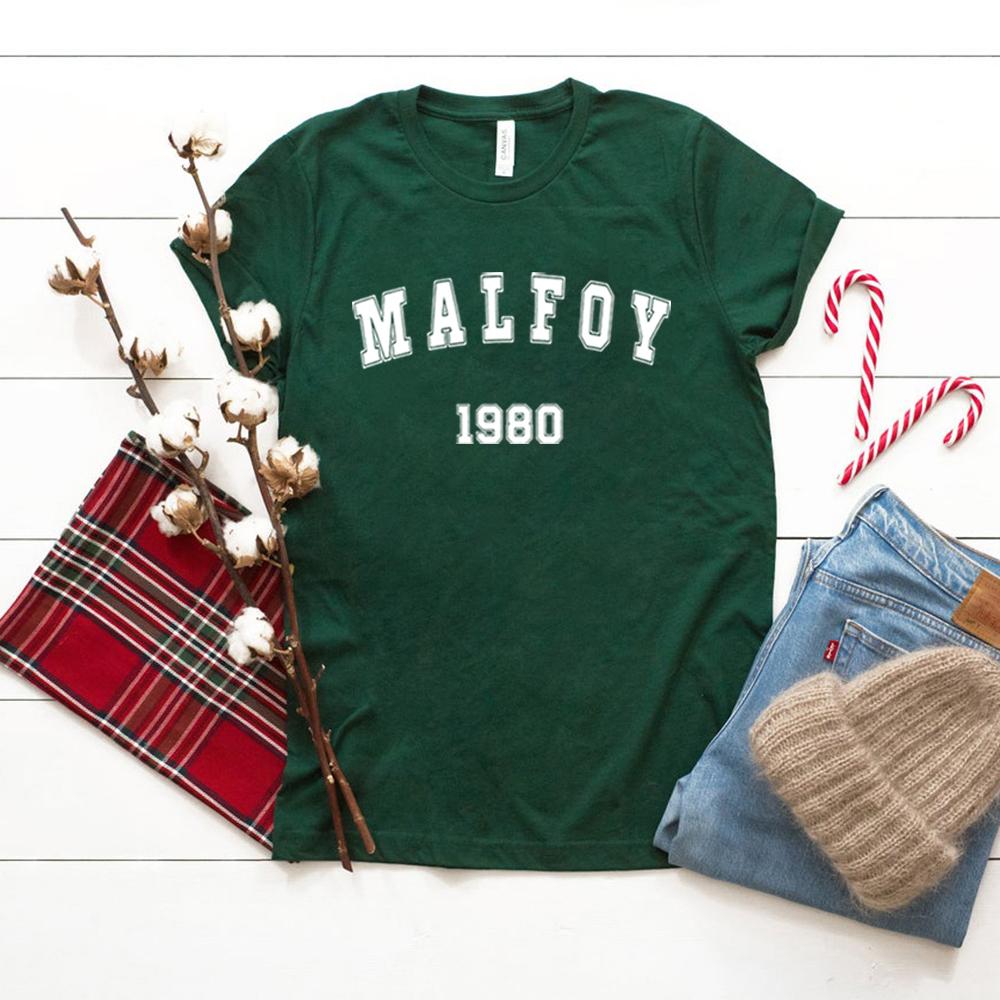 Malfoy1980 Tshirt Magic Movie Inspired Wizard World Shirt Vintage Magic Wizard School Tees Women Draco Malfoy Shirts