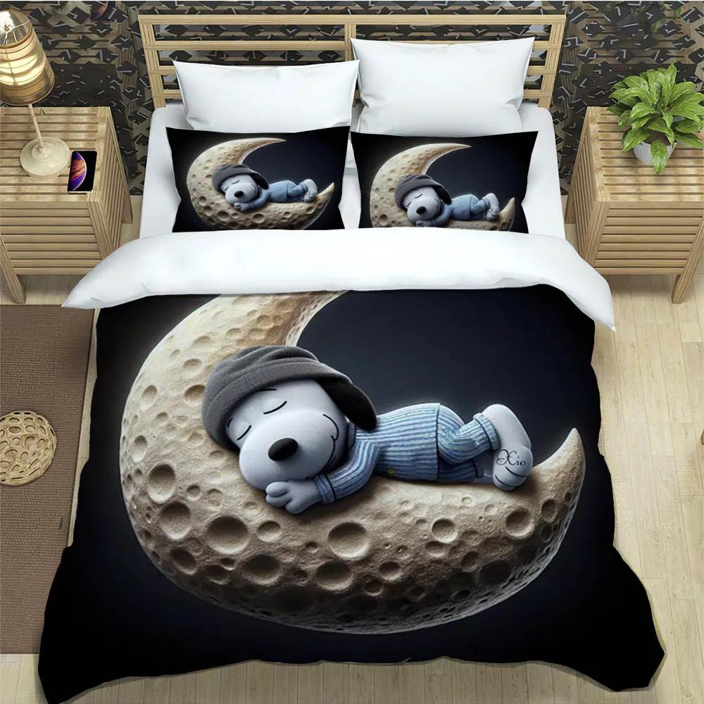 Cute Cartoon Snoopy Bedding Sets Exquisite Bed Supplies Set Duvet Cover Bed Comforter Set Bedding Set Luxury Birthday Gift