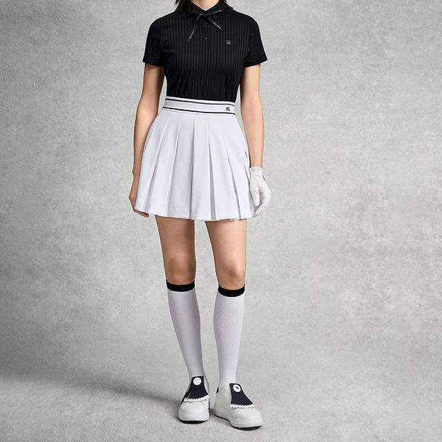 Fila Golf Series Woven Mid-Length Striped Casual Skirt Women skirts A11W625301F-WT